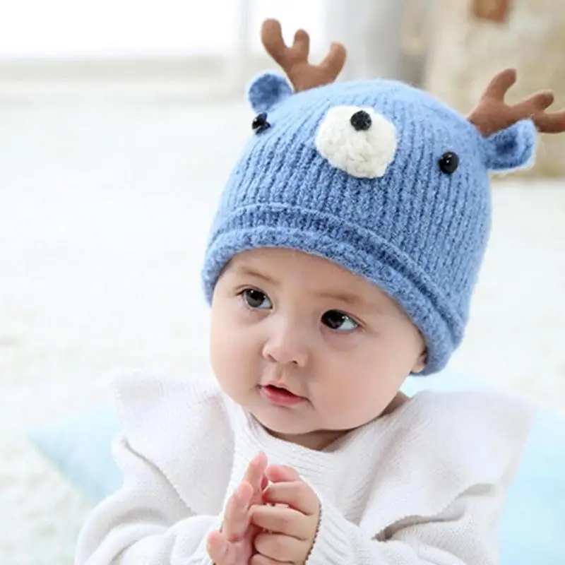 

Baby Christmas Hat Toddler Knit Baby Wool Hat Cartoon Thick Warm Hat With Small Antler Shape For Boys Girls Autumn Winter