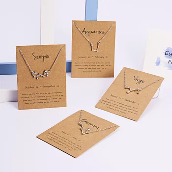 

12 Constellation Zodiac Sign Necklace For Women Gold Silver color Jewelry Leo Libra Aries Pendant Horoscope Astrology Necklace