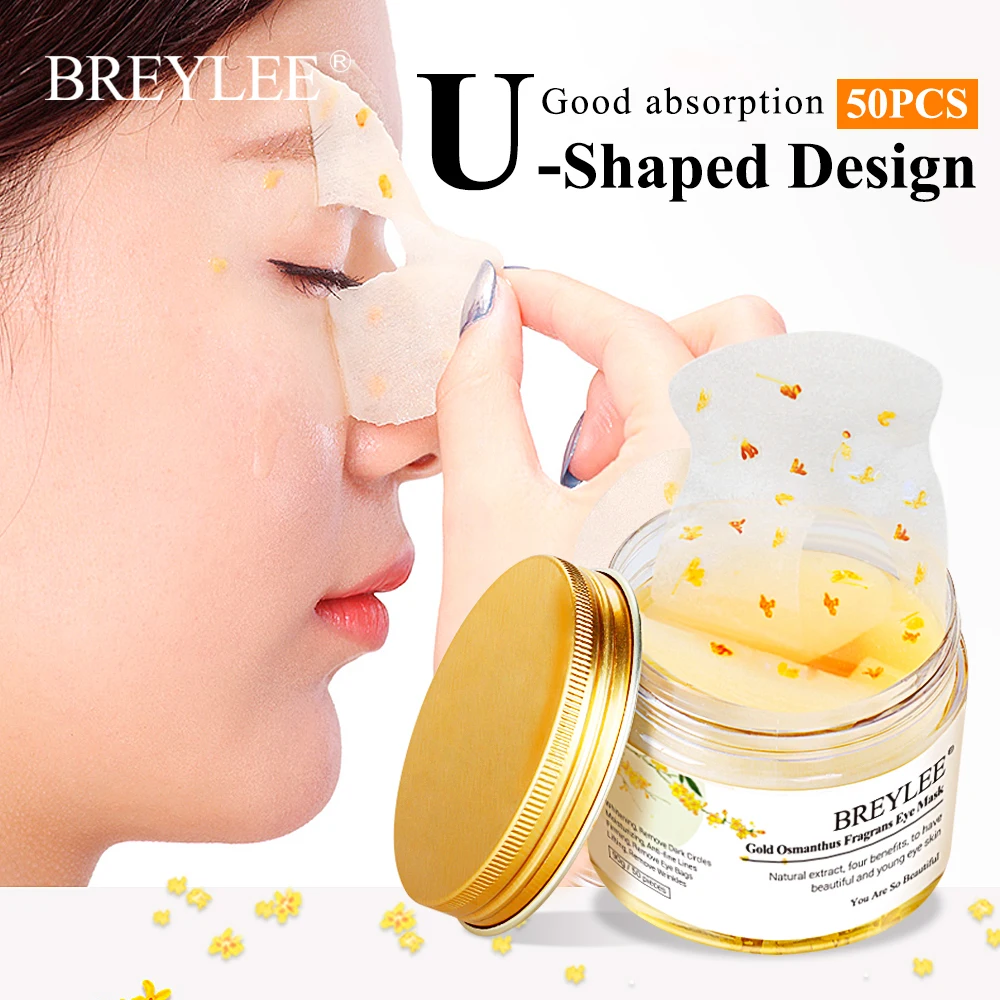 

BREYLEE Gold Osmanthus Fragrans Eye Mask Collagen Gel Eye Patch Face Skin Care Remove Dark Circles Lifting Firming Serum 50pcs