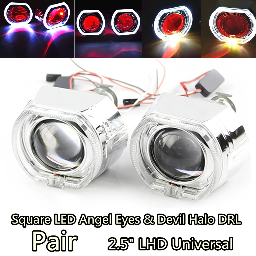 LED Angel Eyes Devil Eye Car Projector Lens Bixenon Headlight DRL Auto Tuning Parts