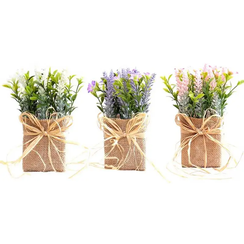 

Mini-potted Artificial Lavender Bouquet Garden-style Flax Plastic Flower Wedding Accessories Materials Environmental Protection