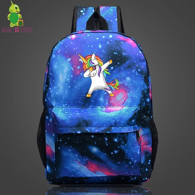 

Cartoon Unicorn Backpack Children School Bags Galaxy Space for Women Men Casual Rucksack Unicorn Starry Night Travel Bags