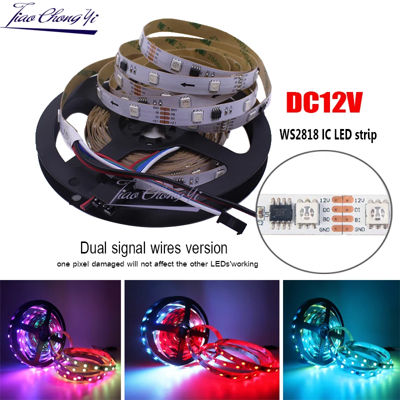 Светодиодная лента WS2818 5 м 5050 светодиодов постоянный ток 12 В RGB полноцветная