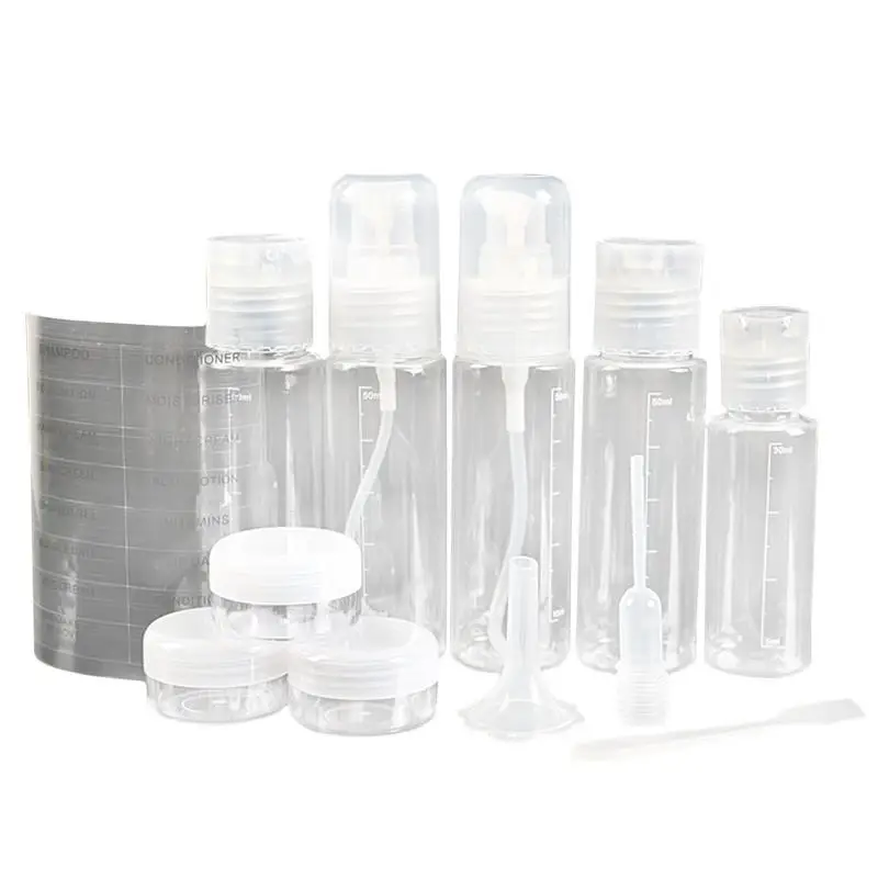 

12 Piece Leak Proof Travel Size Toiletry Bottle Set Clear Cosmetic Makeup Liquid Containers With Zipper Bag High Quality