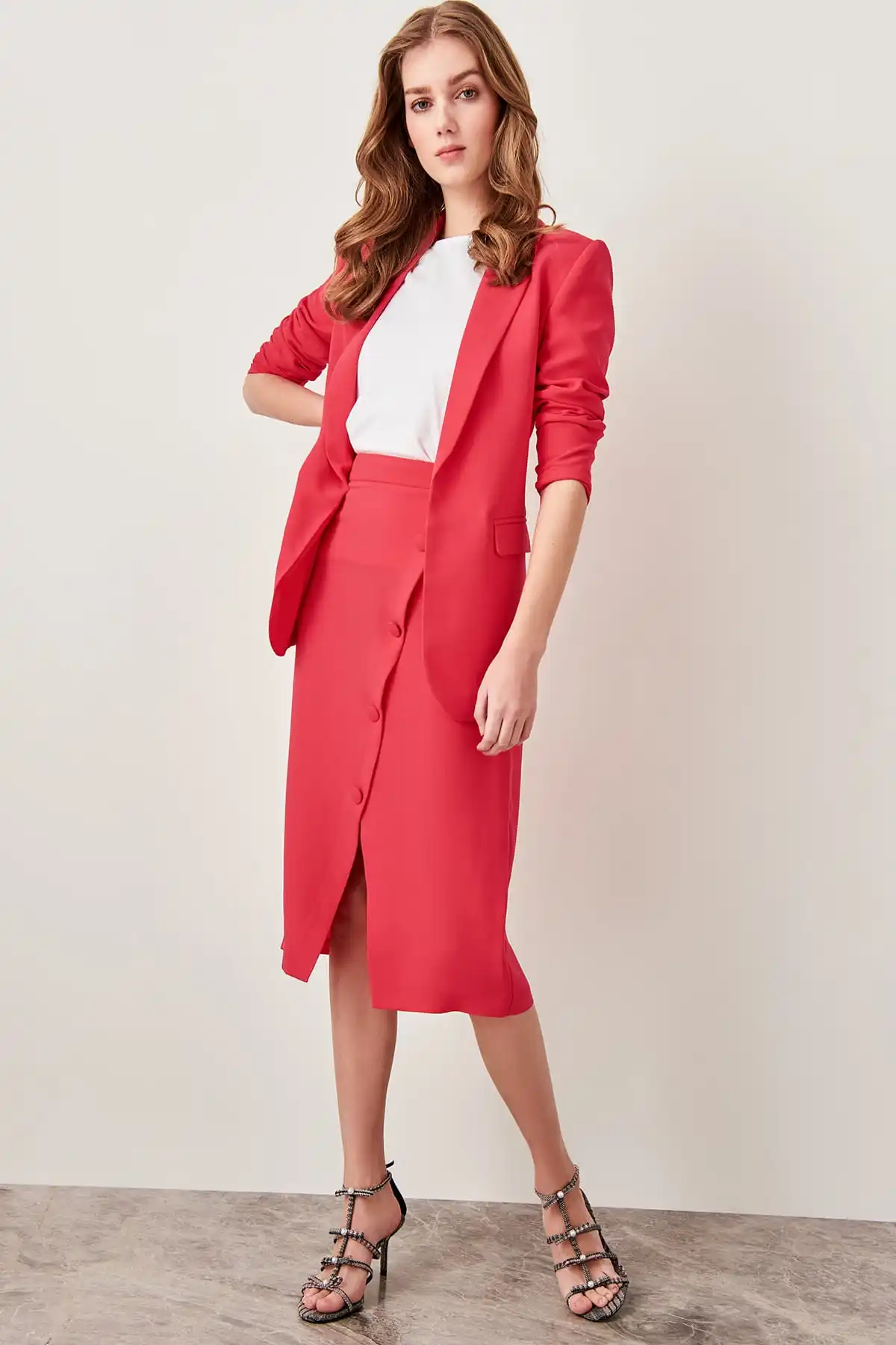 Trendyol фуксия юбка с деталями TWOSS19AA0019 | Женская одежда