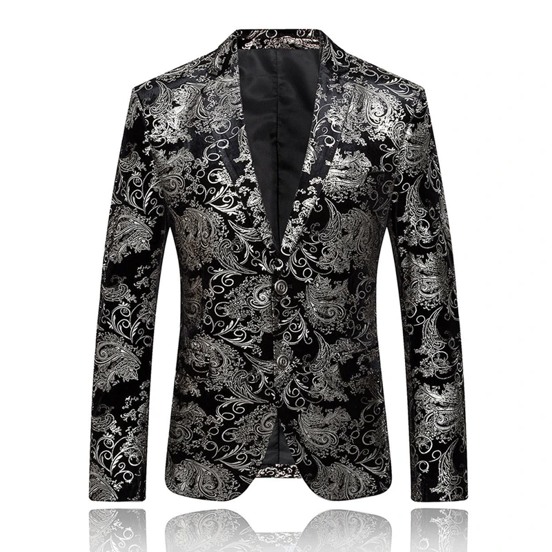 

Mens Fashion gold stamping Suit Blazer Dress Formal Tops Vogue Man Luxury Two Button Slim Fitness Suit Jackets Male