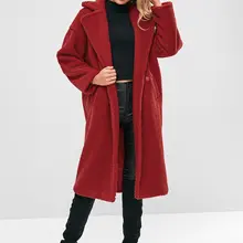 Женское осенне-зимнее теплое пальто из искусственного меха, воротник-стойка, пушистое длинное пальто с мехом, толстая верхняя одежда, женские куртки, повседневное пальто