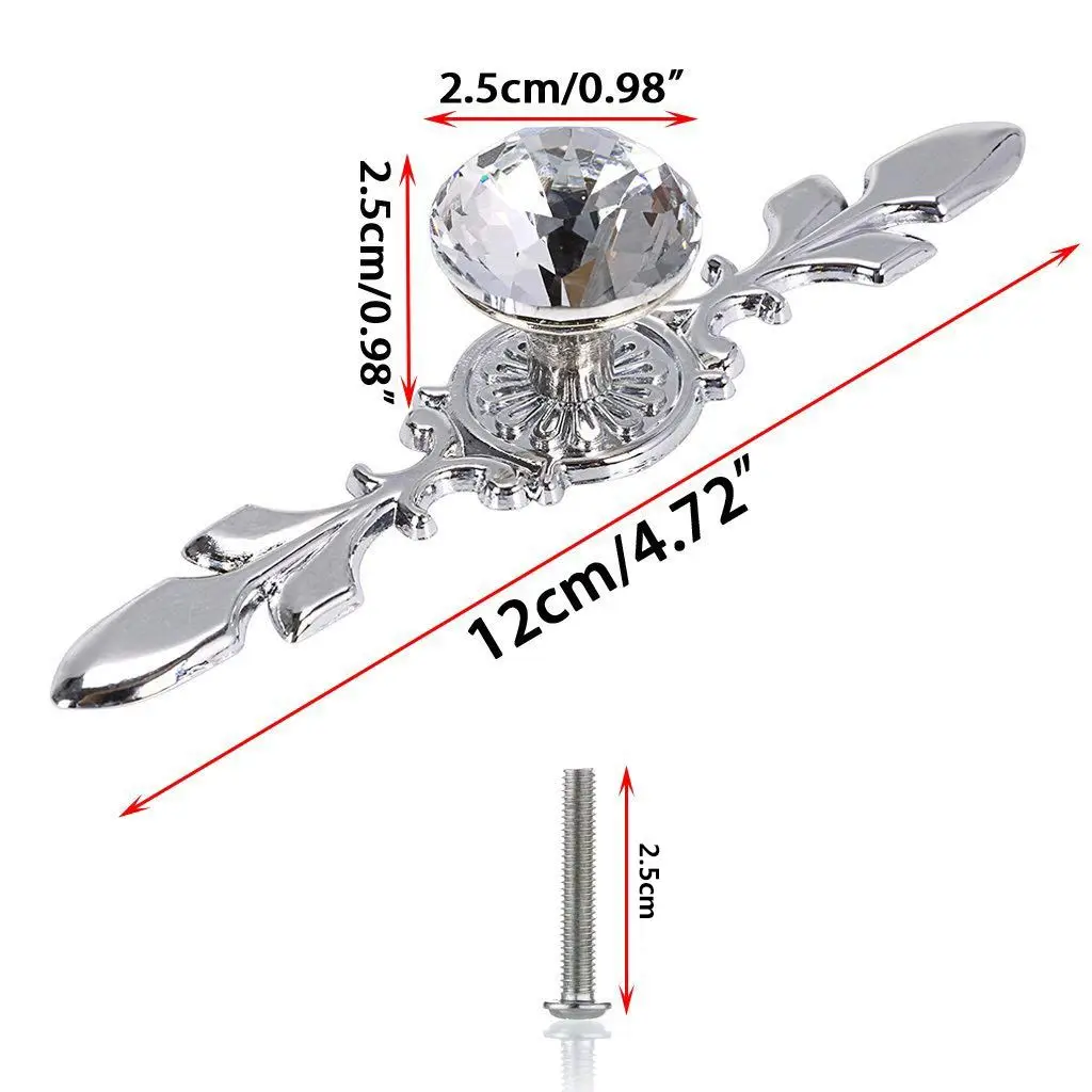 5 шт. в упаковке Кристальные ручки для ящиков с серебряной пластиной-Алмазная ручка для ящика выдвижная ручка шкаф ящик