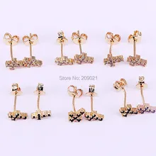 10 пар золотого цвета кубического циркония микро проложить гвоздик в форме Креста серьги для леди новое поступление