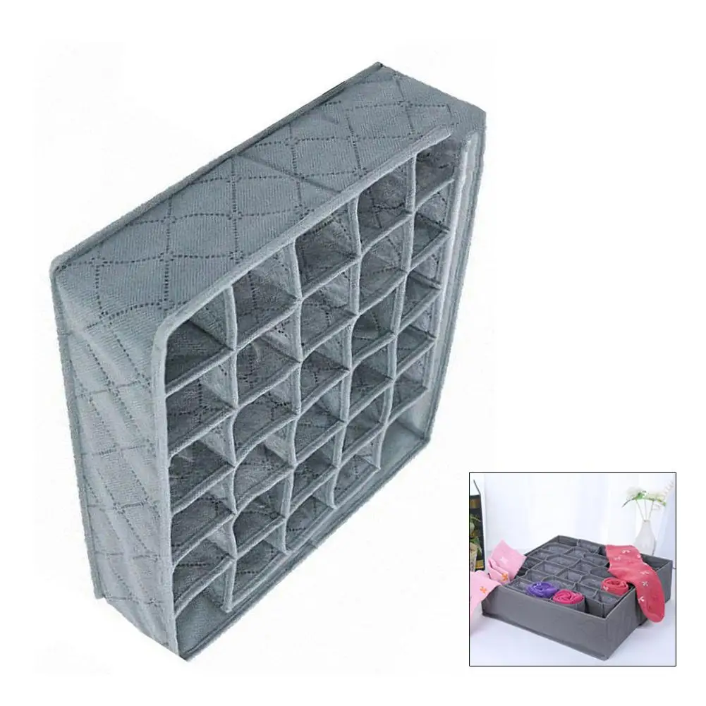 1 Pcs 30 Grids Bamboo Charcoal Storage Box Clothes Blanket Organizer