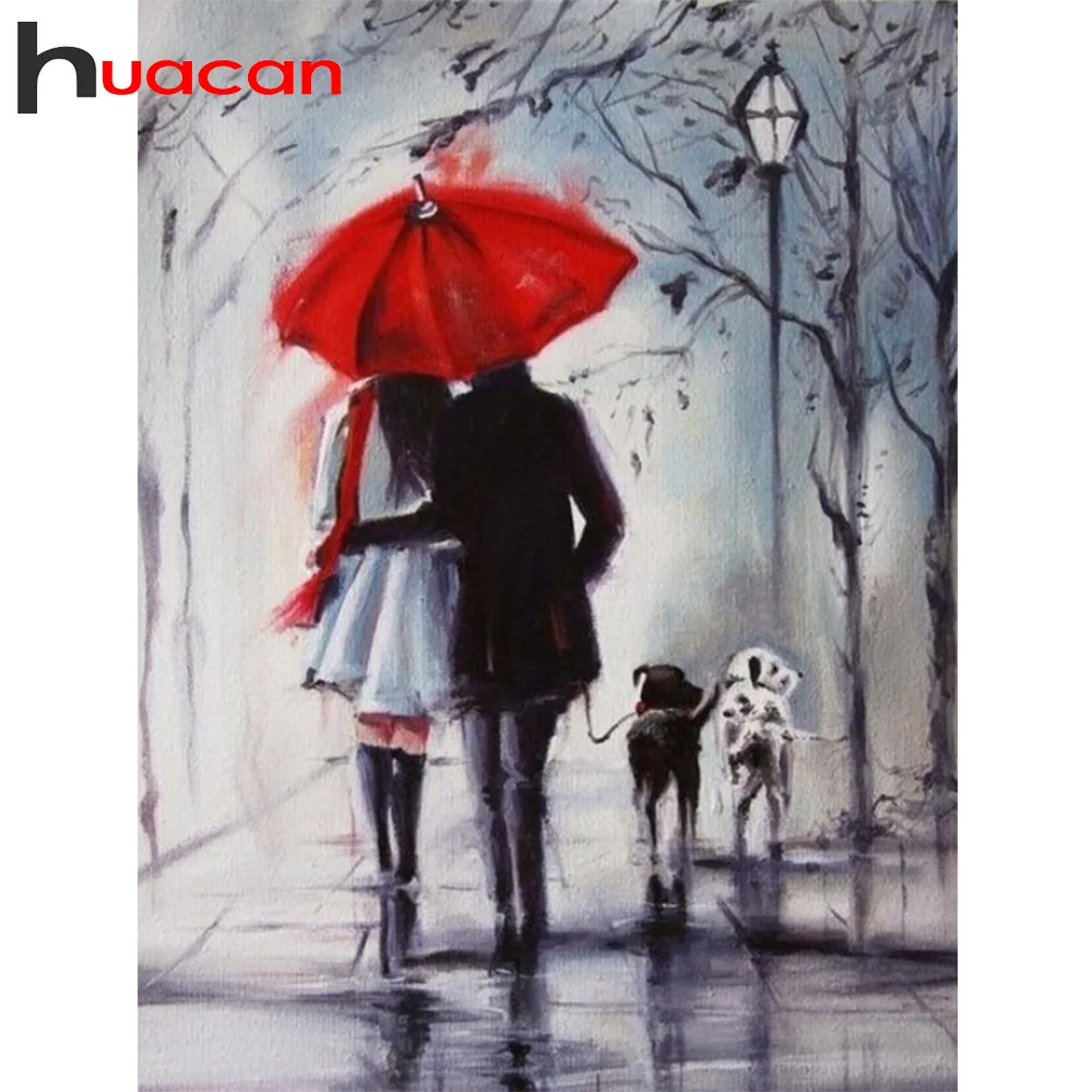 

Huacan Diamond Embroidery Portrait 5D DIY Diamond Painting Couple Diamond Mosaic Cross Stitch Umbrella Rhinestone Craft