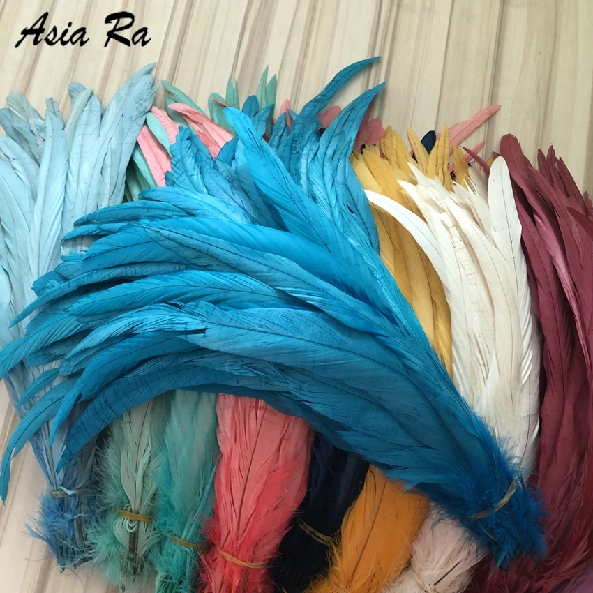 50-500PCS root sell dye turquoise Blue rooster tail feather Plumes 25-30cm / 10-12Inch DIY wedding celebration articles for use