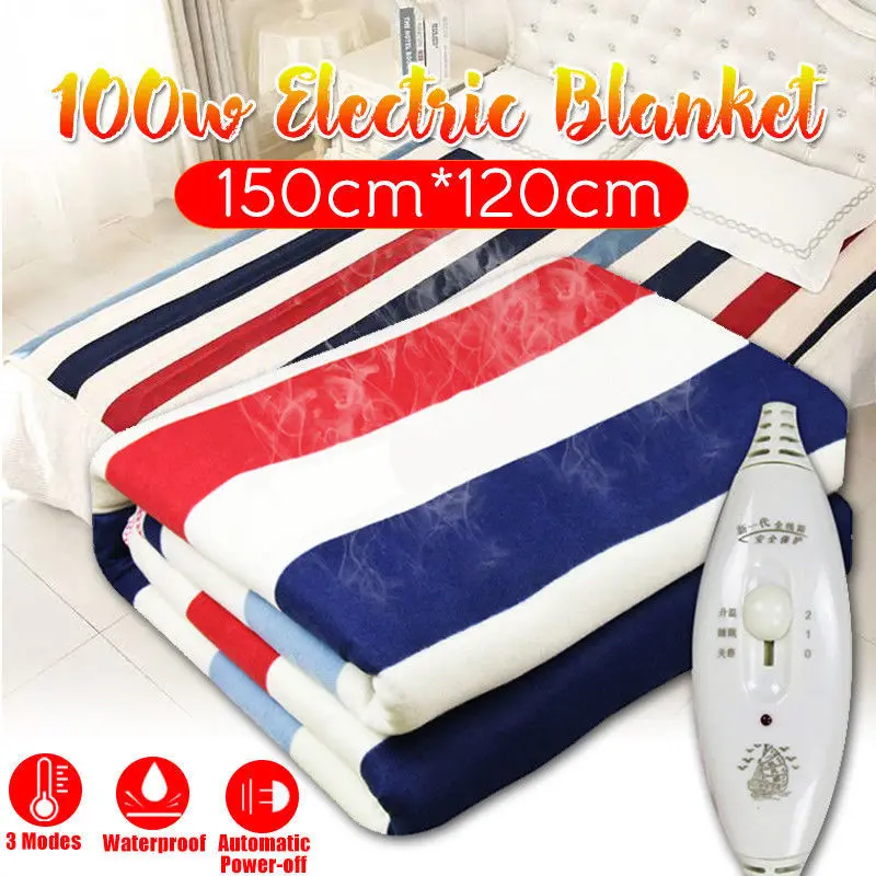 Electric Blanket Flannel Thicker Heater Warmer 150X120cm Heated Heating