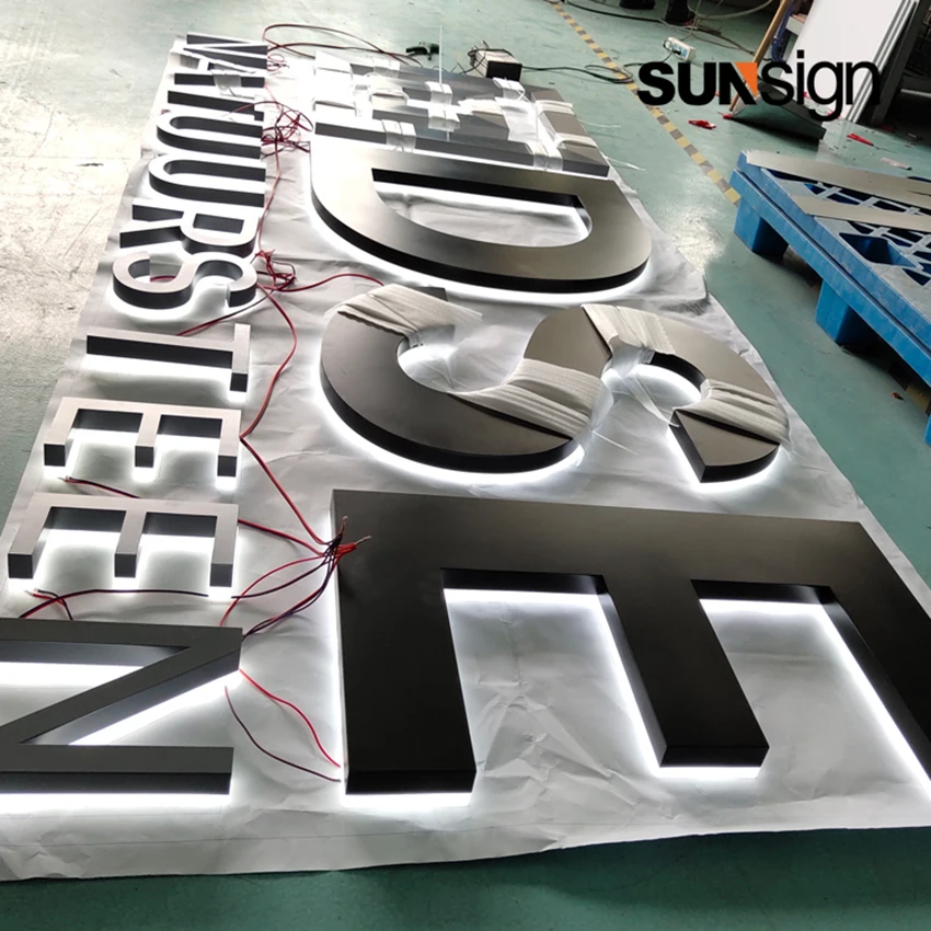 

Shop front acrylic stainless steel backlit 3d sign letters