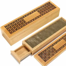 Бамбук Ладан горелки подставка для ароматических палочек с ящиком joss-палки коробка полые ароматерапия Офис чайхана Курильницы
