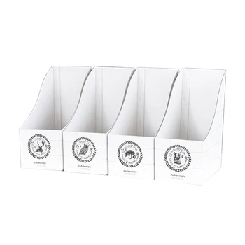 

4pcs Lightweight Practical Portable Storage Bookshelf Book Paper Rack Fold Rack for Office Home Student