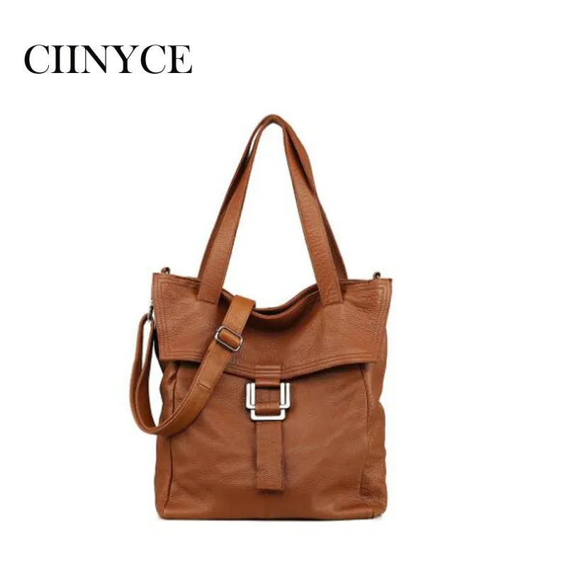 

Brand Women Genuine Leather Shoulder Bags Causal Vintage Soft Cowhide Skin Handbag Large Shopping Bucket Liner Bag High Quality