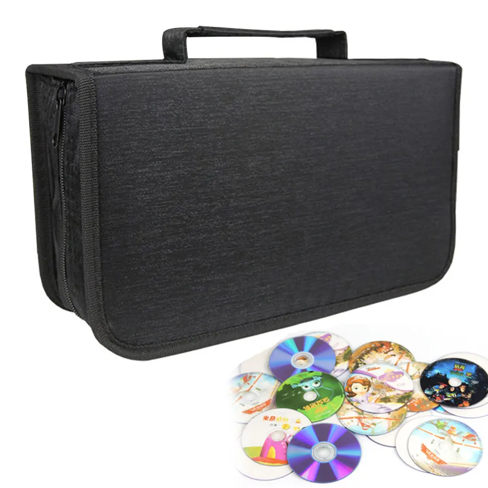 

Zipper Box Home Large Capacity Storage Bag 128 CDs Car CD Wallet Disc DVD Black Space Saving Travel Holder
