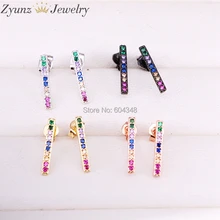 5 пар ZYZ337-8370 крошечные мини милые обувь для девочек jewelry Радуга cz цвет FUL тонкий Бар золото серьги гвоздики