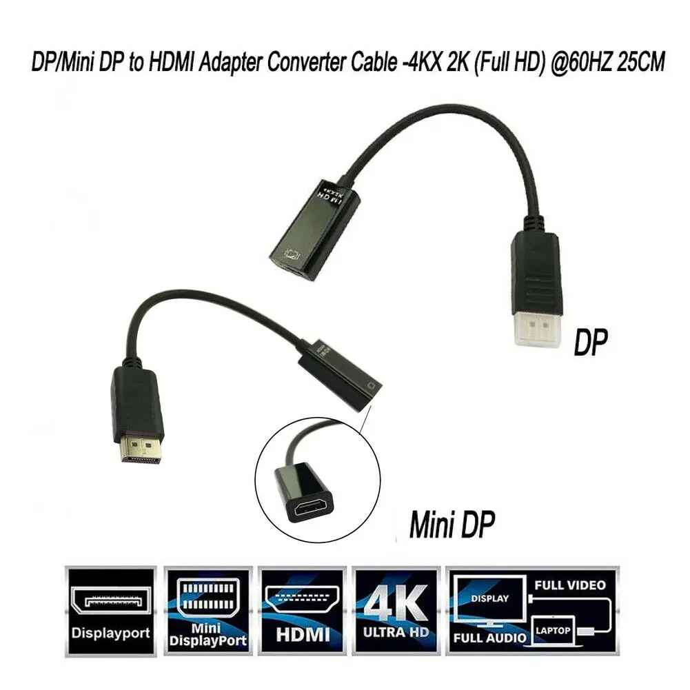  Mini DP DisplayPort a HDMI Cavo Dell'adattatore del Convertitore Attivo UHD 4 K Ultra HD 1080 P Vid