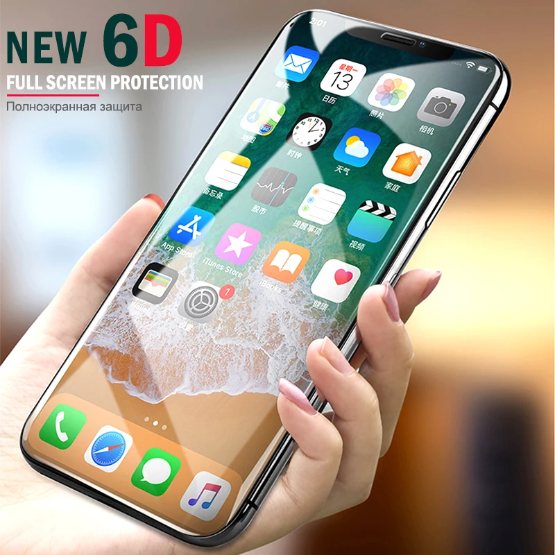 6D пленка из закаленного стекла для Apple iPhone X 10 Xs Max полная изогнутая Защитная
