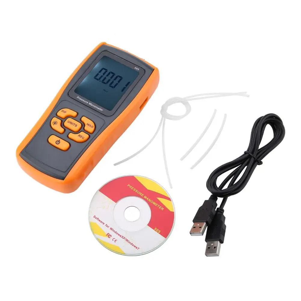 Высокоточный цифровой микро манометр GM505 дифференциального давления с USB кабелем
