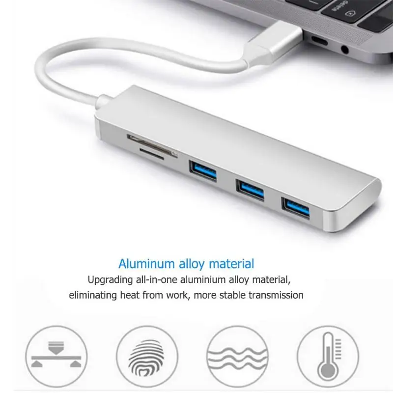 USB C концентратор Type до 3 портов USB3.0 TF устройство для чтения карт памяти OTG адаптер
