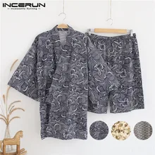 Летние мужские женские пижамы Taditional японский принт Ретро v-образный вырез Pijama кимоно пара сна Lounge Домашняя одежда 5XL