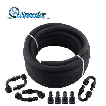 

ESPEEDER AN8 Black Rubber Oil Fuel Hose Line 5m Pipe & Straight 0/45/90/180 Degree Hose End Fitting Adapter Oil Cooler Kits