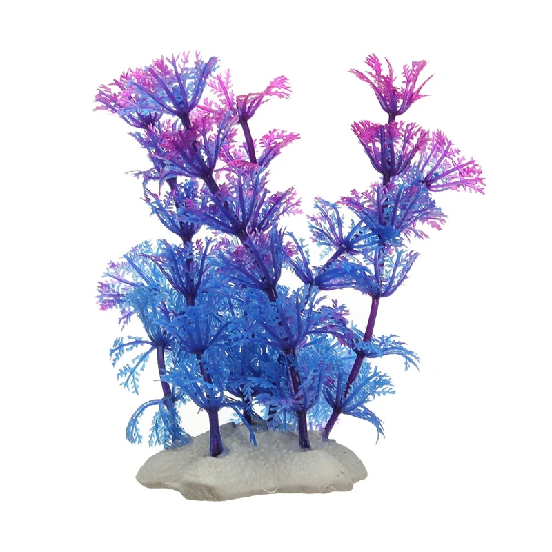 

11cm Artificial Plastic Water Plants Fish Tank Aquarium Decoration Purple Blue