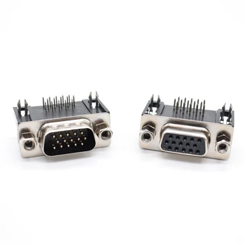 

10PCS DB15 DR15 3Rows Parallel Port 15 Pin D Sub Female Male 15 Way PCB 90 Degree Connector DB15 Socket Plug VGA Adapter