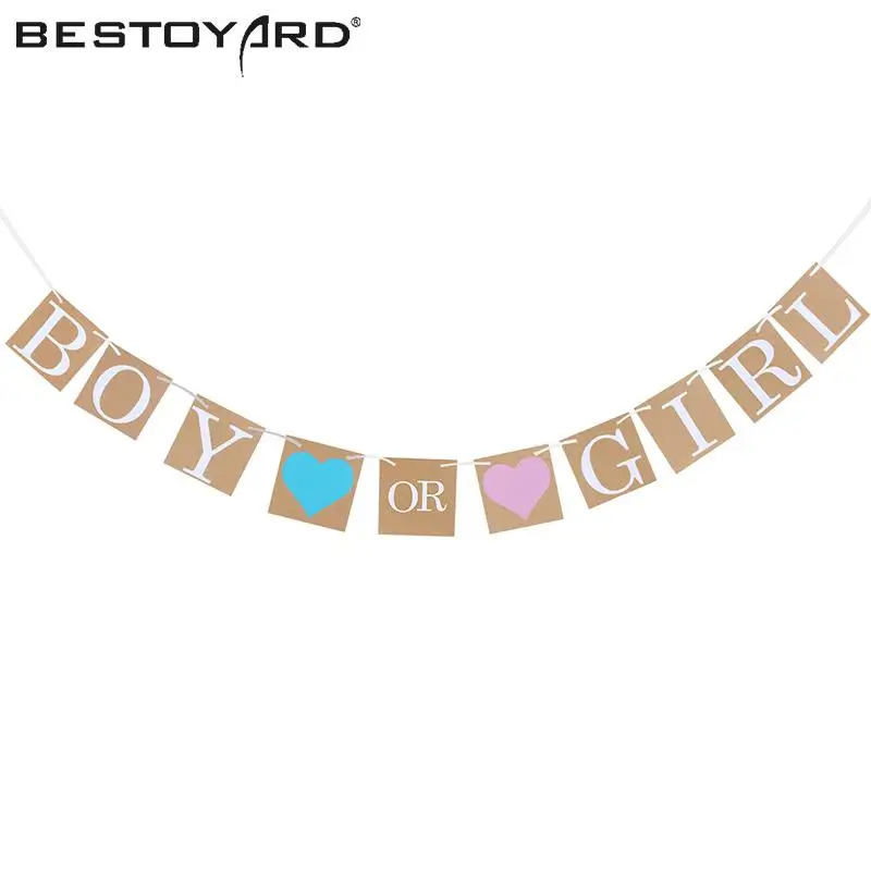 

Boy Or Girl Baby Shower Party Hanging Garland Gender Reveal Bunting Banner Festival Parties Decor