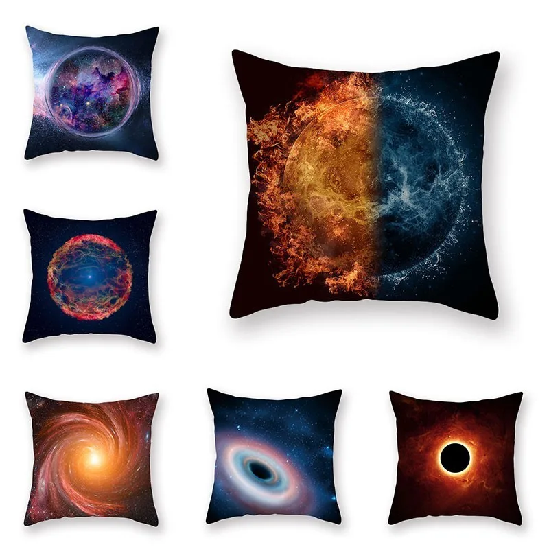 

Novelty Space Solar System Sofa Cushion Covers Universe Planets Black Hole Cushion Cover Decorative Home Pillowcase 45x45 cm