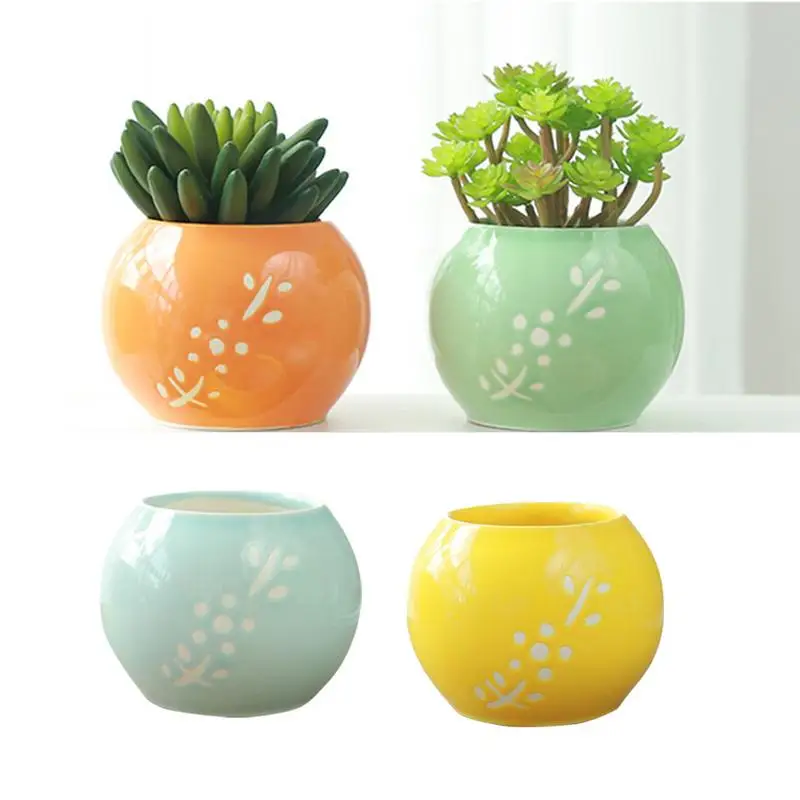 

Japan Style Succulent Flower Pot Flower Print Colorful Small Ceramic Plant Container For Garden Patio Home Decoration Ornaments