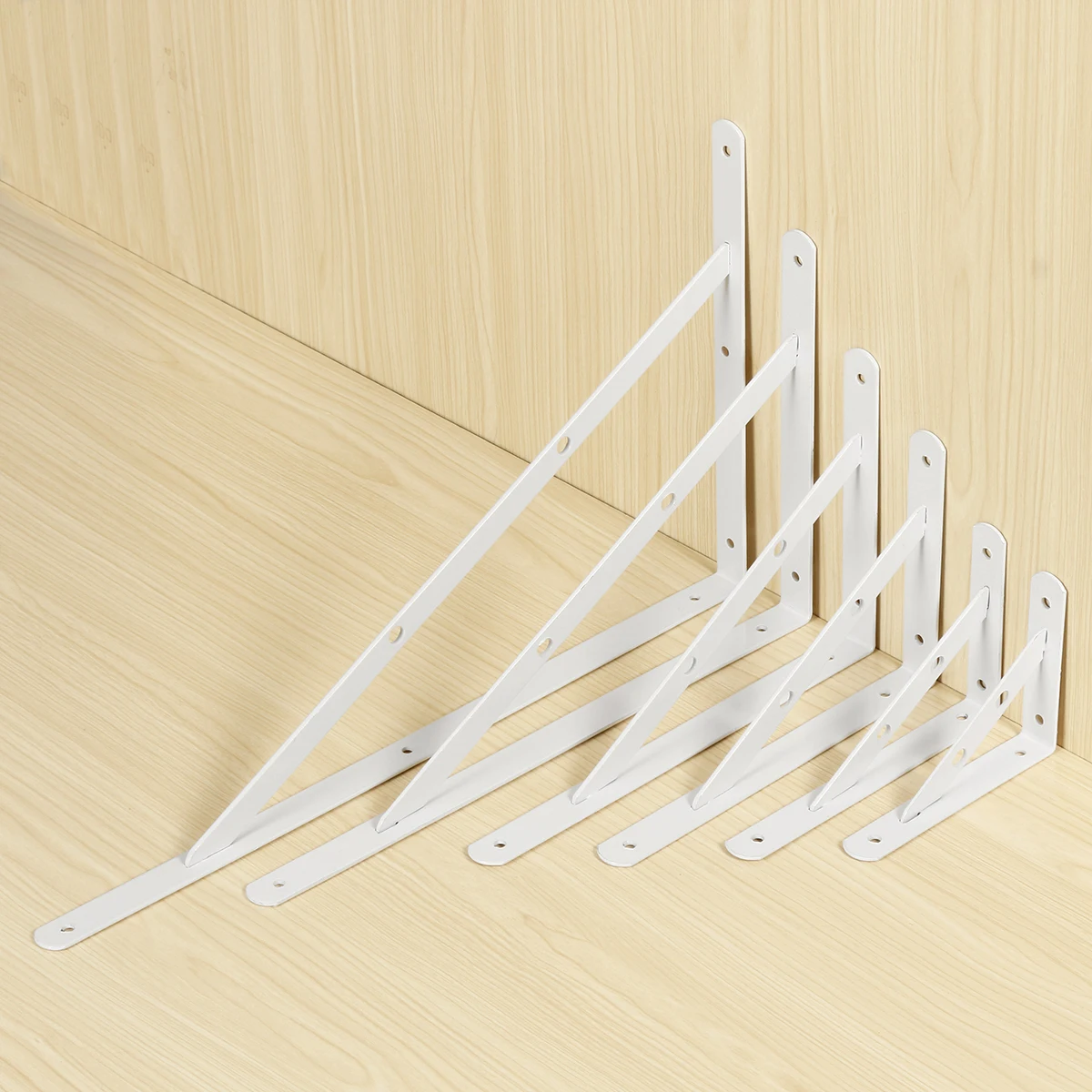 

6Sizes White Iron Painted Support Shelf Bracket Triangle Wall Hanging Clapboard Shelving Floor Frame Kitchen Computer Wall Table