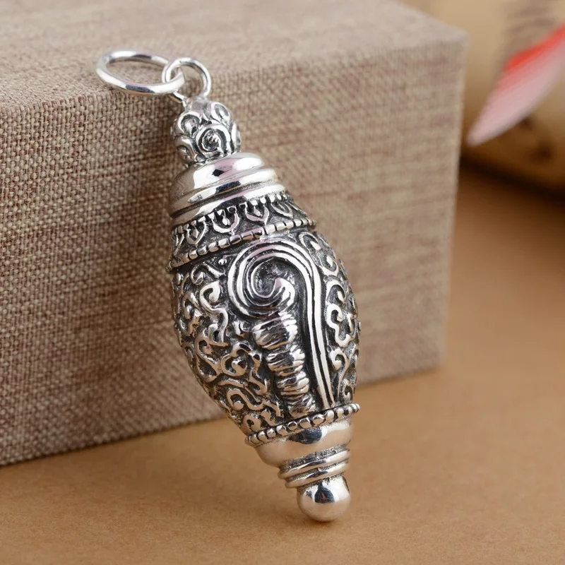 

2019 Direct Selling Ammonite,ammolite Emperor S925 Male Triton Ga Box Pendant Mantra Scripture Archaize Style Thai Wholesale
