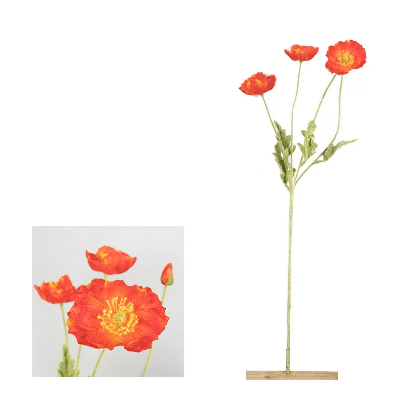 

60cm Artificial Poppy Flower Stem - Decorative Plastic Plant Concise Home Decor
