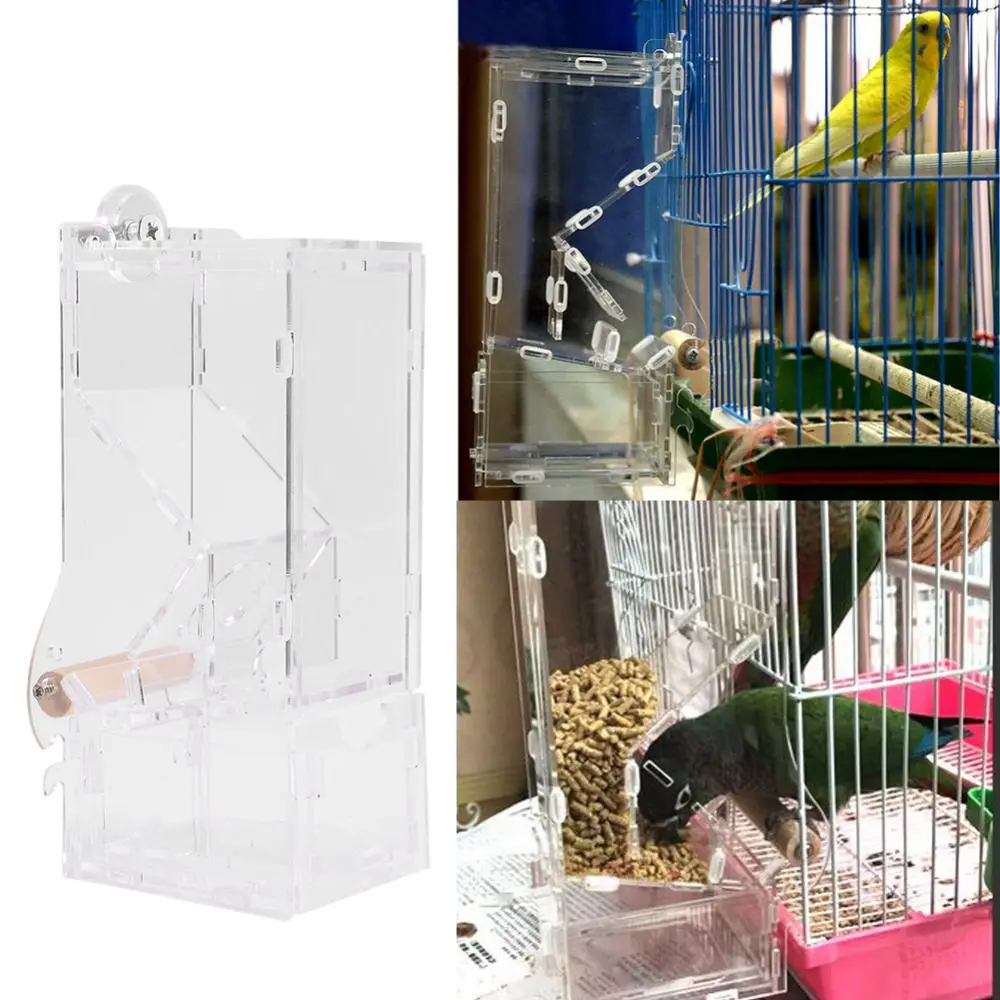 

Automatic Bird Feeder Transparent Pet Bird Cage Feeder Food Container Feeding Parrot Automatic Feeders