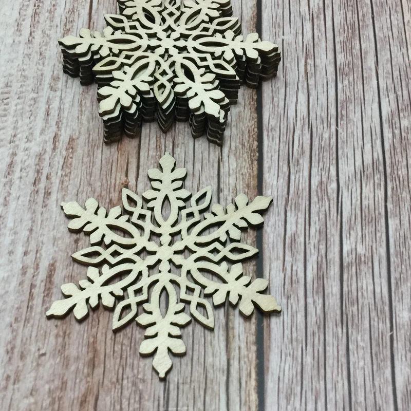

laser cut Unfinished Wooden Snowflake Crafts Embelishment Xmas Hanging Decor for free shipping