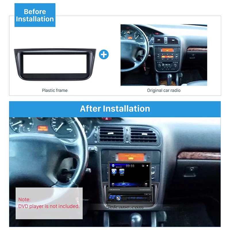 

Seicane one din Dash CD Fascia Audio Fitting Frame Car Stereo Fascia Trim Kit for 1995 1996 1997 1998 2005 PEUGEOT 406 183*53mm