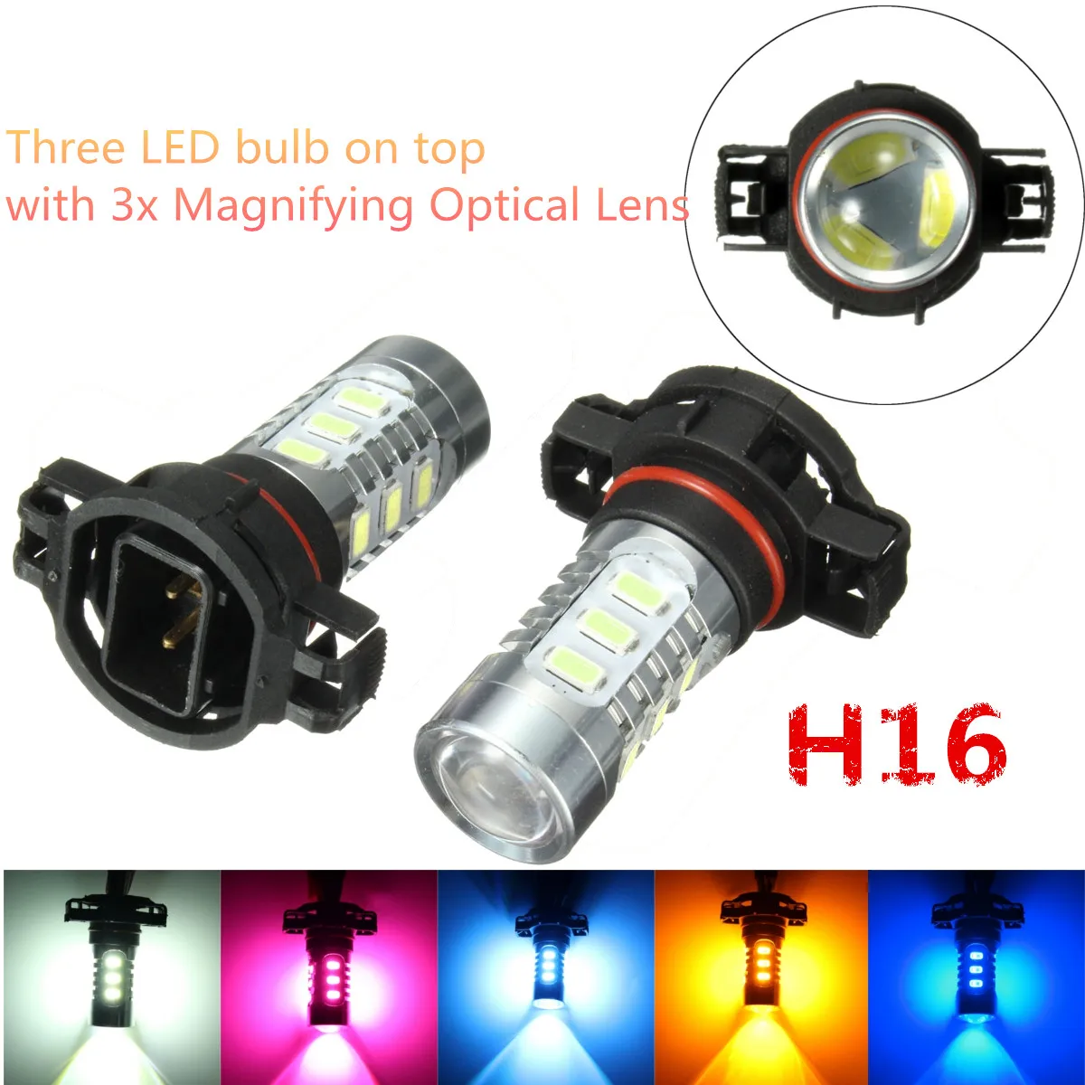 

1Pair Universal 12 24V H16 15W 5202 15SMD Car LED Light Headlight High Power Bright LED Fog Light Bulbs