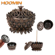 HOOMIN для домашнего офиса, ароматическая горелка, домашний декор, Цинковый медный сплав, держатель для благовоний, горячая Распродажа, форма лотоса, сандаловое дерево, курильница