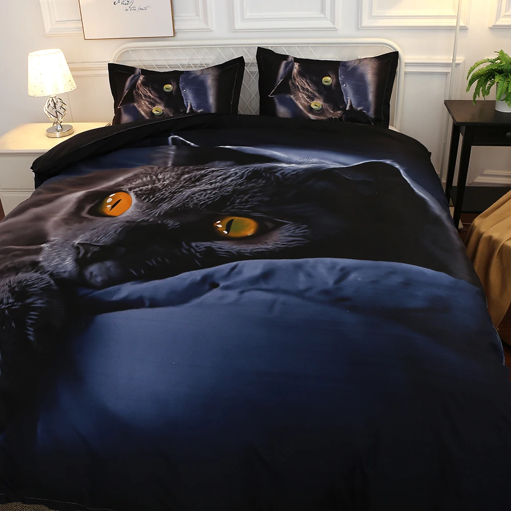 Europe And America Comfy 3d New Design Bedding Set Home Soft Cat