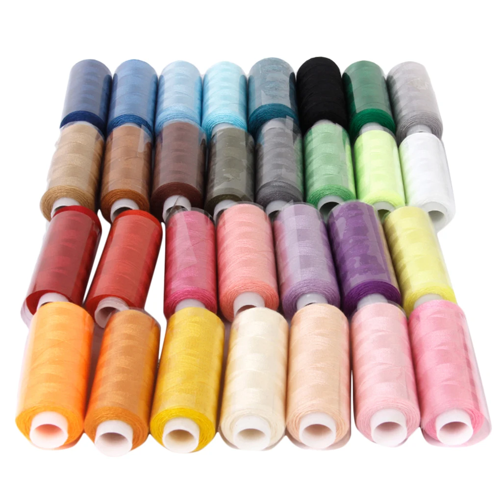 

250yds/Spool Polyester Sewing Threads For Jeans Bag Leather Crafts DIY Pack Of 30 Assorted Colors