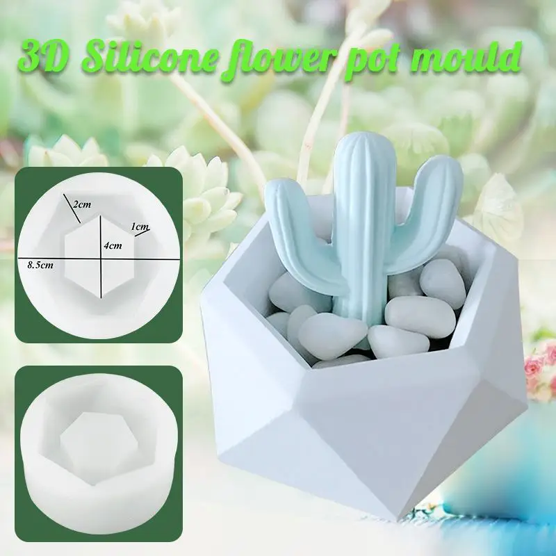 

Silicone Mold Geometric Polygonal Concrete Flower Pot Vase Mould Office Decoration DIY Clay Cementsilica Silicone Mold