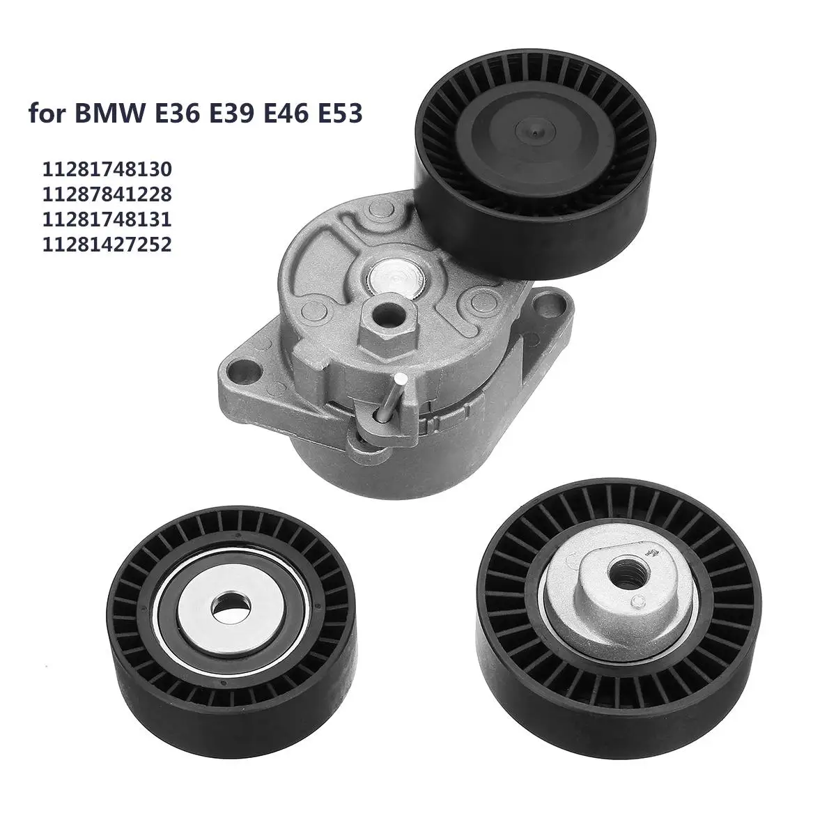 

Set of Belt Tensioner + Idler Pulley Kit Replacement for BMW E36 E39 E46 E53 11287841228