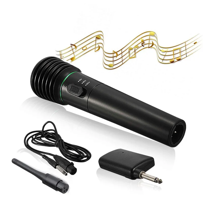 

Wireless Handheld Microphone 2 in 1 Wired & Wireless Microphone Receiver Unidirectional Black