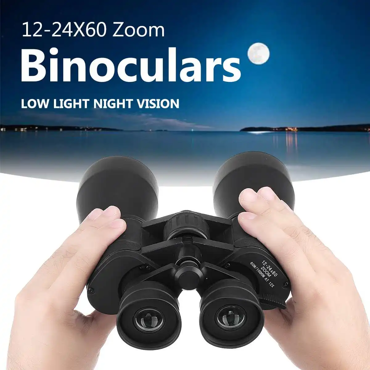 12-24X60 التكبير Bak-7 بريزم للماء HD البصرية تلسكوب مجهر للرؤية الليلية للتكبير السفر التخييم المشي لمسافات طويلة الصيد
