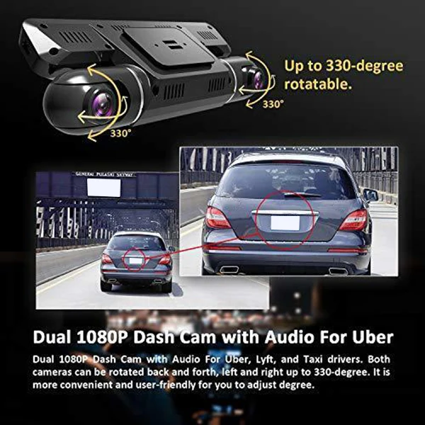 Dash Cam P28 с Wi-Fi Двойной 1920X1080P фронтальная и кабина приборная камера