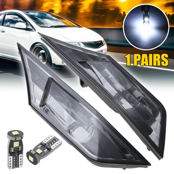 

For Honda Civic 2pcs Side Marker Signal Light Smoked Black Lens Lamp 12V 1A With White LED Bulb